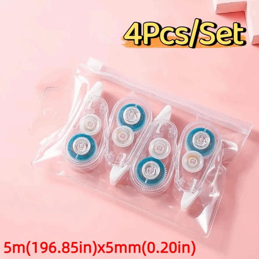 4PcsSet DIY Dot Glue Roller Tapes 5m Multi-Functional Double Sided Adhesive Tape Stationery Portable Roller Tape Runner