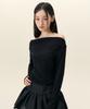 Limekeu See-Through Boat Neck Long Sleeve Black