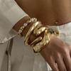 Vintage Hip Hop Metall Glatt Unregelmäßig Federarmband für Damen Übertrieben Geometrisch Klobig Breit Manschettenarmreif Punk Schmuck Geschenk