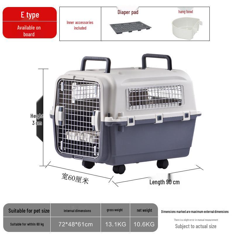 Portable Plastic Pet Carrier for Small/Medium Pets - Detachable Airline-Approved Transport Box
