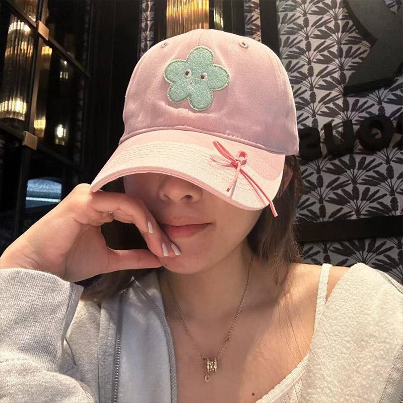 

Korean Candy Color Baseball Hat for Women Summer Cotton Bowknot Love Heart Peaked Duck Tongue Cap Girls Sunshade Outdoor Hat Adjustable