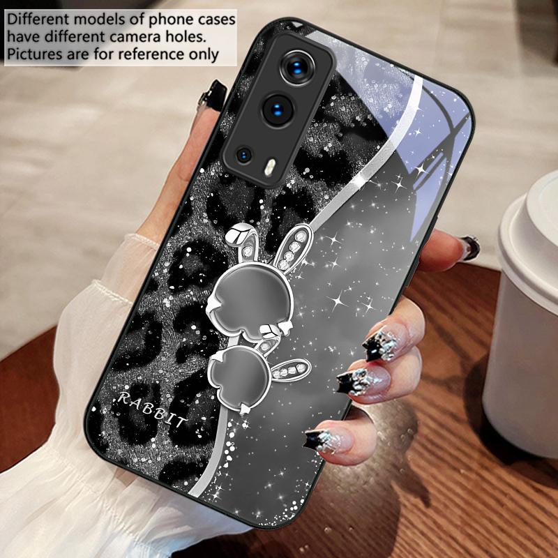 Leopard Cartoon Rabbit For Vivo Y76 16 55 V29 Lite 5G 25 23 30 iQOO Z9X 12 Pro Neo X200 100 90 60 Tempered Glass Phone Case