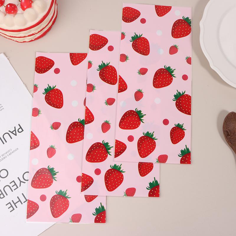 50 Stück rosa Erdbeer-Geschenktüten für Partys, Süßigkeiten, Snacks, Verpackungsbeutel, Hochzeitsfeier, Geschenktüten für Kinder, Mädchen, Geburtstagsgeschenke, Babyparty