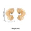 Gold Floral Stud Earrings With Rhinestone Accents Hollow Out Design Women Fashion Jewelry