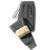Men's Lambswool Fleece-Lined Elastic Waist Casual Sweatpants - Plus Size, Loose Fit, Cuffed, Autumn/Winter
