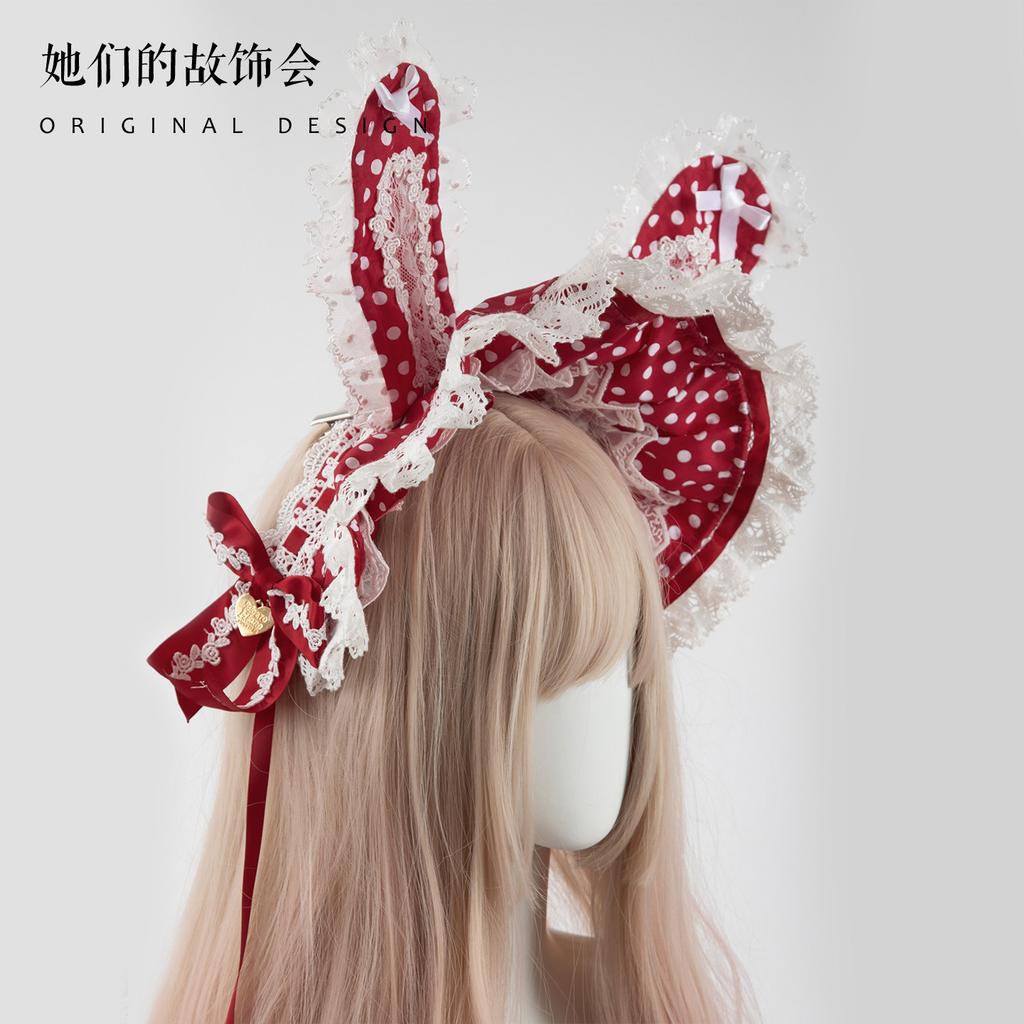 Rabbit Ear Headband Kc Bow Bunny Handmade Small Object Lolita Original Bnt Bonnet