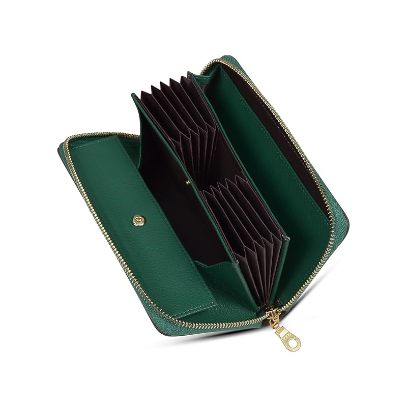 

[AOITA] wallet ladies long wallet genuine leather large capacity box type coin purse Easy to get coins out Bellows multifunctional YKK zipper Vertical