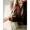 Color-blocked Long-sleeved Shirts for Women Spring and Autumn New Loose-fitting Chiffon Shirts Professional Tops