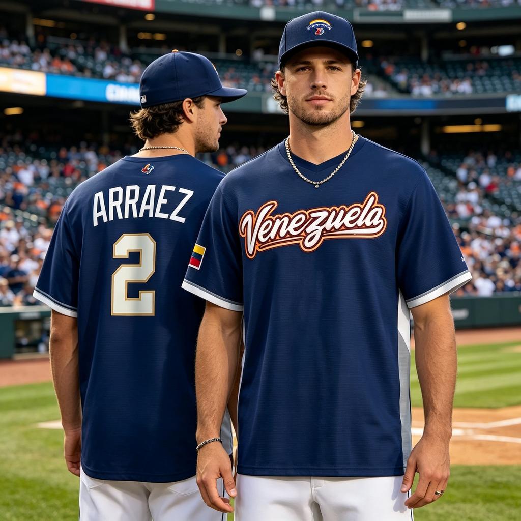 2026 Druk 3D Wenezuela Męski T-shirt z Nadrukiem Letni Krótki Rękaw Luźny Oddychający Casualowy Sportowy Koszulka Baseballowa
