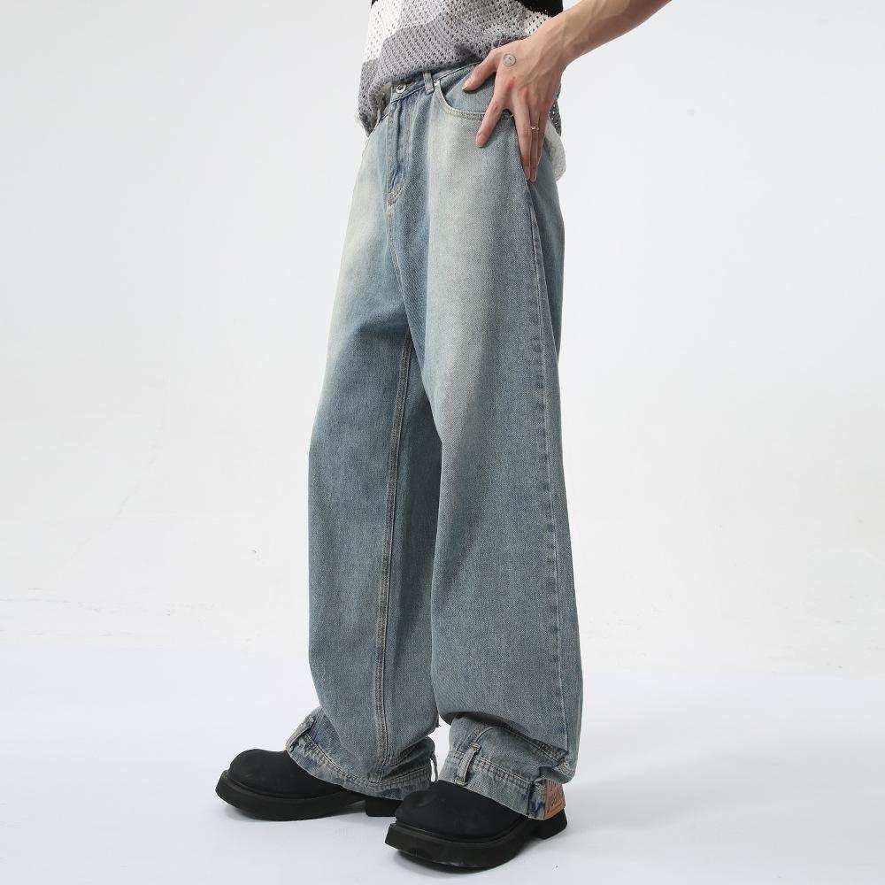 Men's Summer New Product, Niche Inverted Design, Feeling Ruffled and Handsome, Straight Leg Loose Fitting Jeans