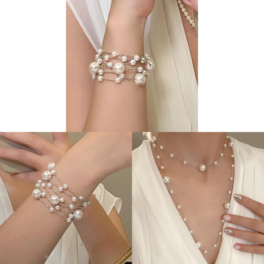 Elegant French Vintage Pearl Choker Necklace With Geometric Design For Women