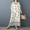 Vestido de verano largo holgado informal de manga corta y talla grande de algodón con estampado floral vintage para mujer