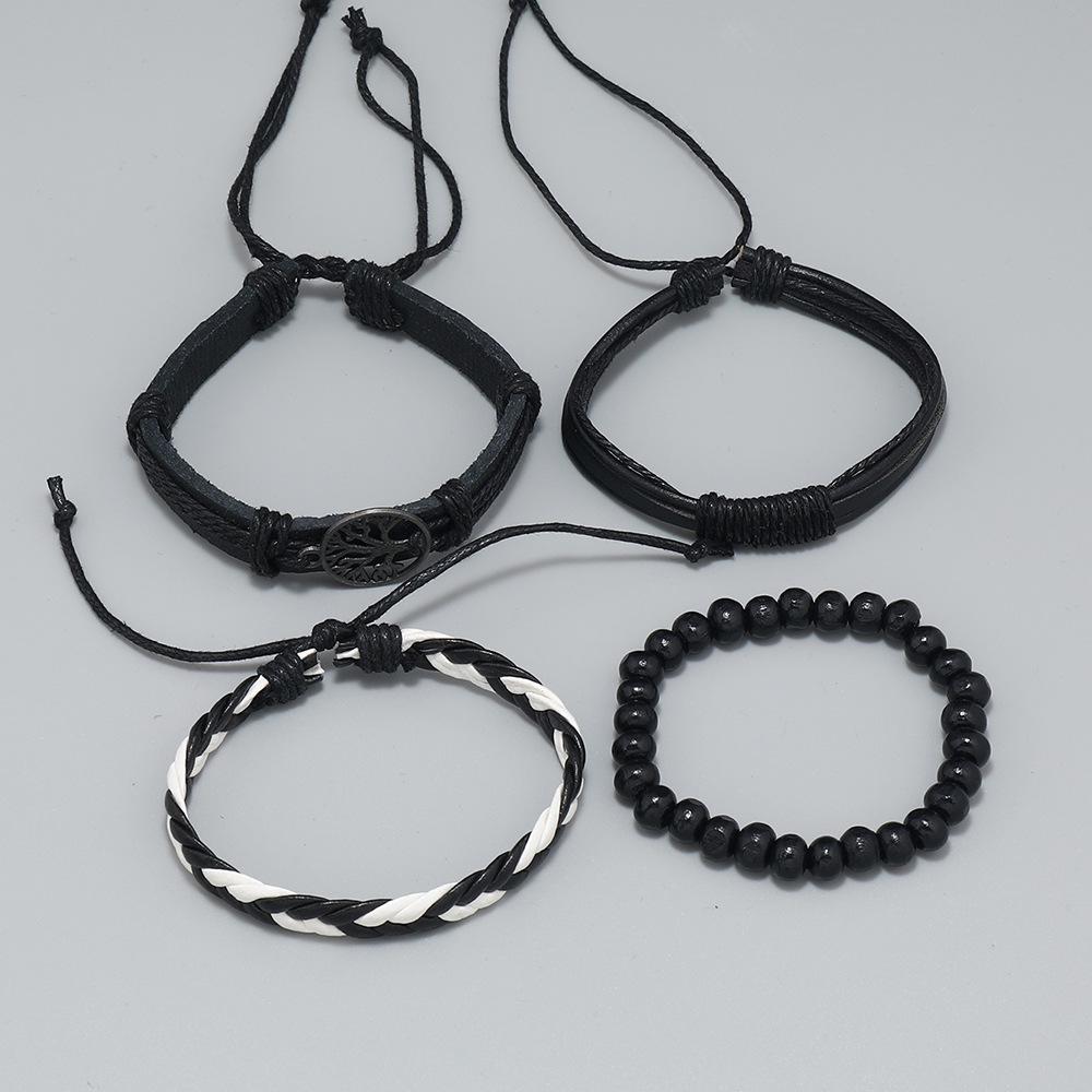 Men's Multi-Layer Tree of Life Woven Leather Bracelet Set