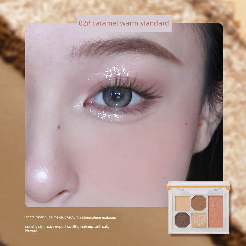 A Plate Is Brilliant! Gracebabi Five-Color Eye Shadow Plate Matte Shimmer Polarized Color Low Saturation Daily Neutral