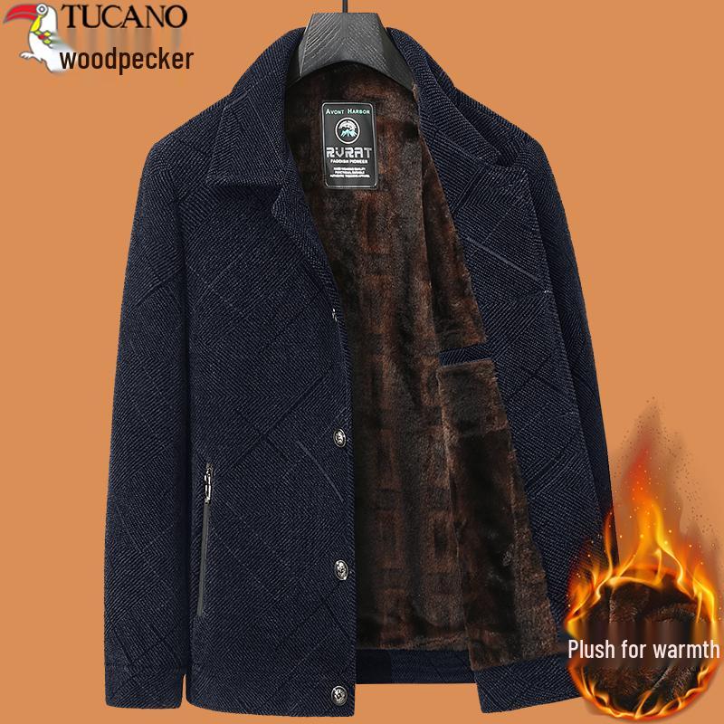 

Woodpecker Dad Winter Coat Set: Warm Fleece-Lined Jacket for Middle-Aged and Elderly Men 180/XL (for 115-135 jin)