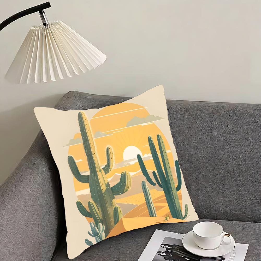 Cactus Fashion Cushion Cover Pillowcase Ultra Soft Skin Friendly Fabric Cloud Like Comfort Concealed Zipper