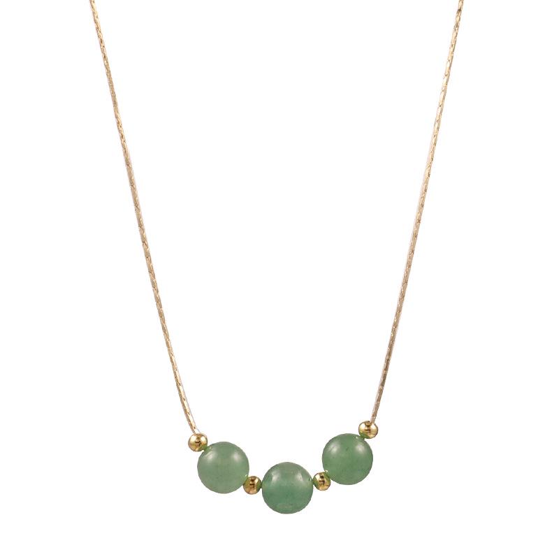 

Корейское ожерелье-подвеска из зеленого авантюрина: Простая золотая цепочка для женщин