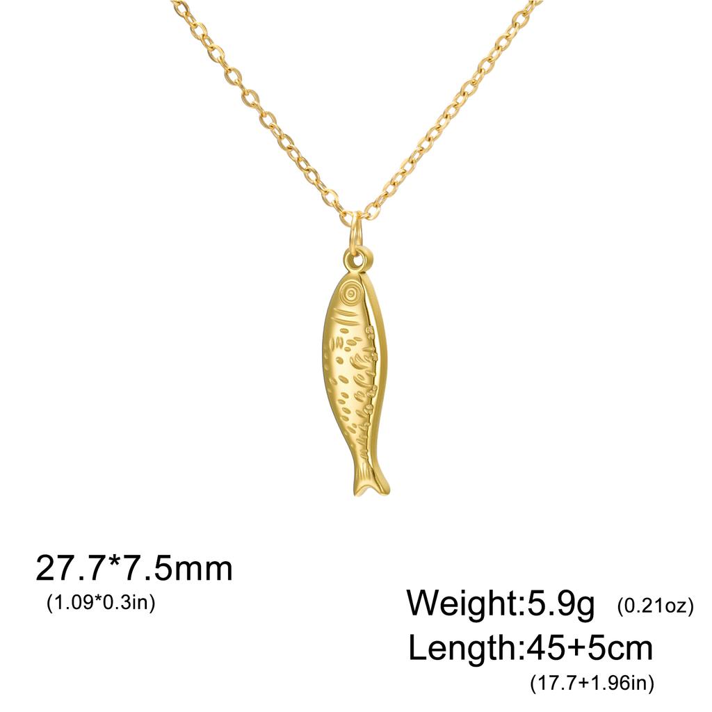 COOLTIME Fisch Anhänger Halskette Damen Edelstahl Verstellbarer Schmuck Perfekt für den Alltag, Geschenke und Verabredungen