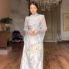 2024 Elegant French Slimming Dress with Flared Sleeves & Waist Tie for Women