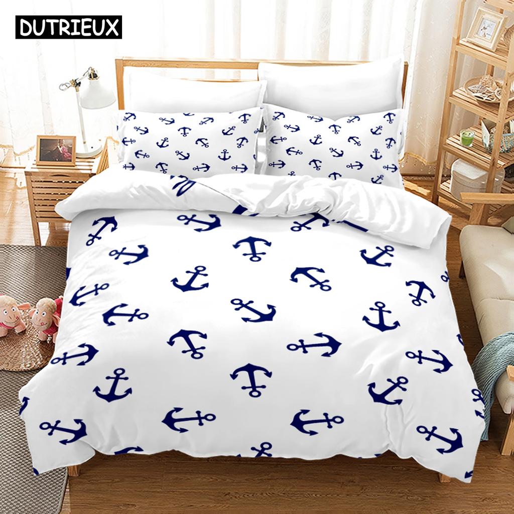 Nautical Ocean Anchor Bedding Sets 2022 Ocean Spirit Duvet Cover Bedding Set King Queen Bed Linen With Pillowcase Bedclothes