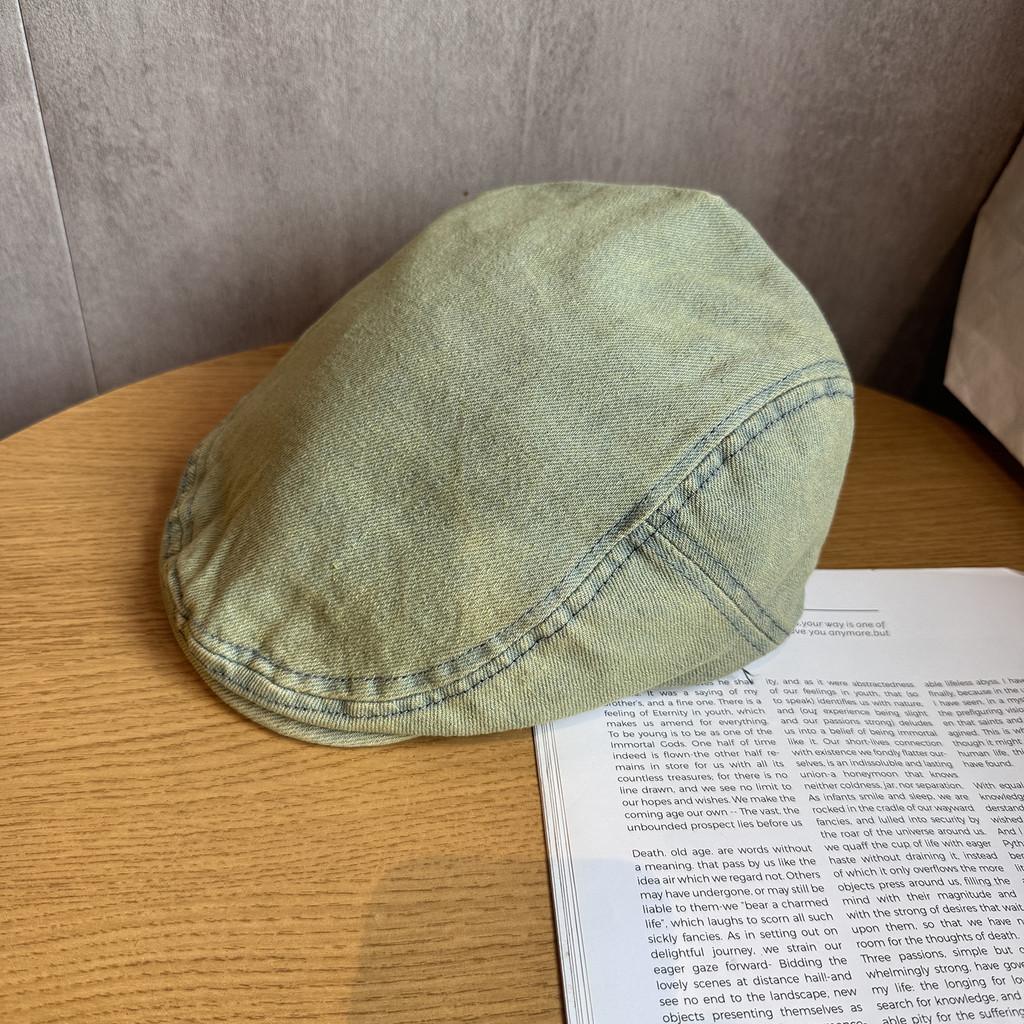 Retro Color Solid Denim Newsboy Cap Vintage Wash Sunshade Street Style Fashion