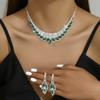 Meier Super Sparkling Full Diamond Necklace and Earrings Suit Bridal Jewelry Two-piece Set