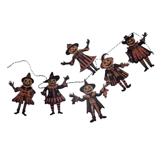 Yousheng 1/6Pcs Halloween Pumpkin Man Bunting Spooky Rustic Wooden Pumpkin Man Hanging Garland Table Sign Festival Ornament Decoration