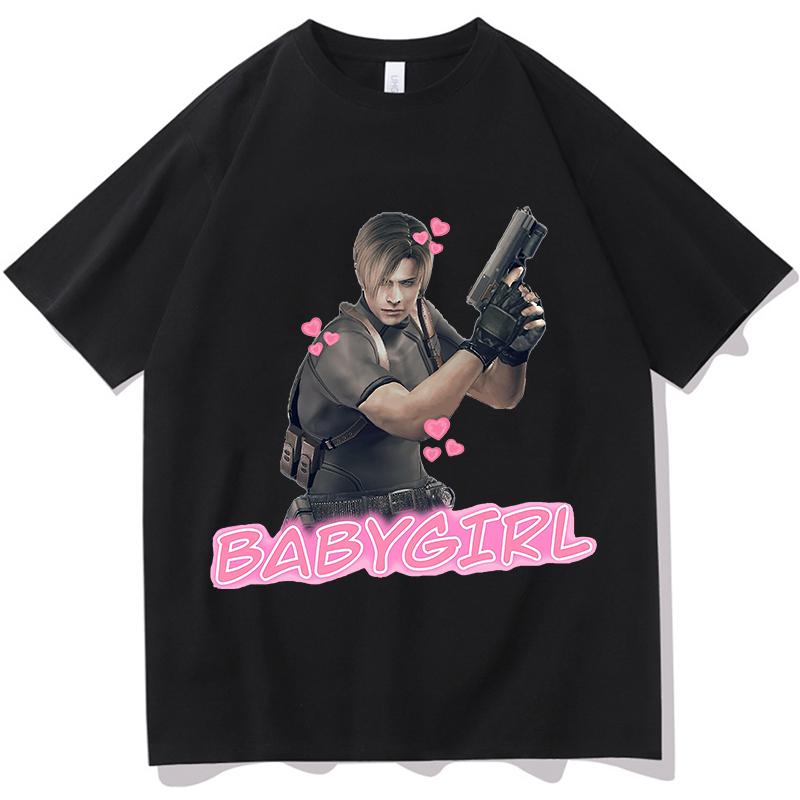 Leon Kennedy Tee Summer Short Sleeve Loose Male Tshirts Unisex Streetwear Pure Cotton Fashion Design Graphic Merch Tops Clothes