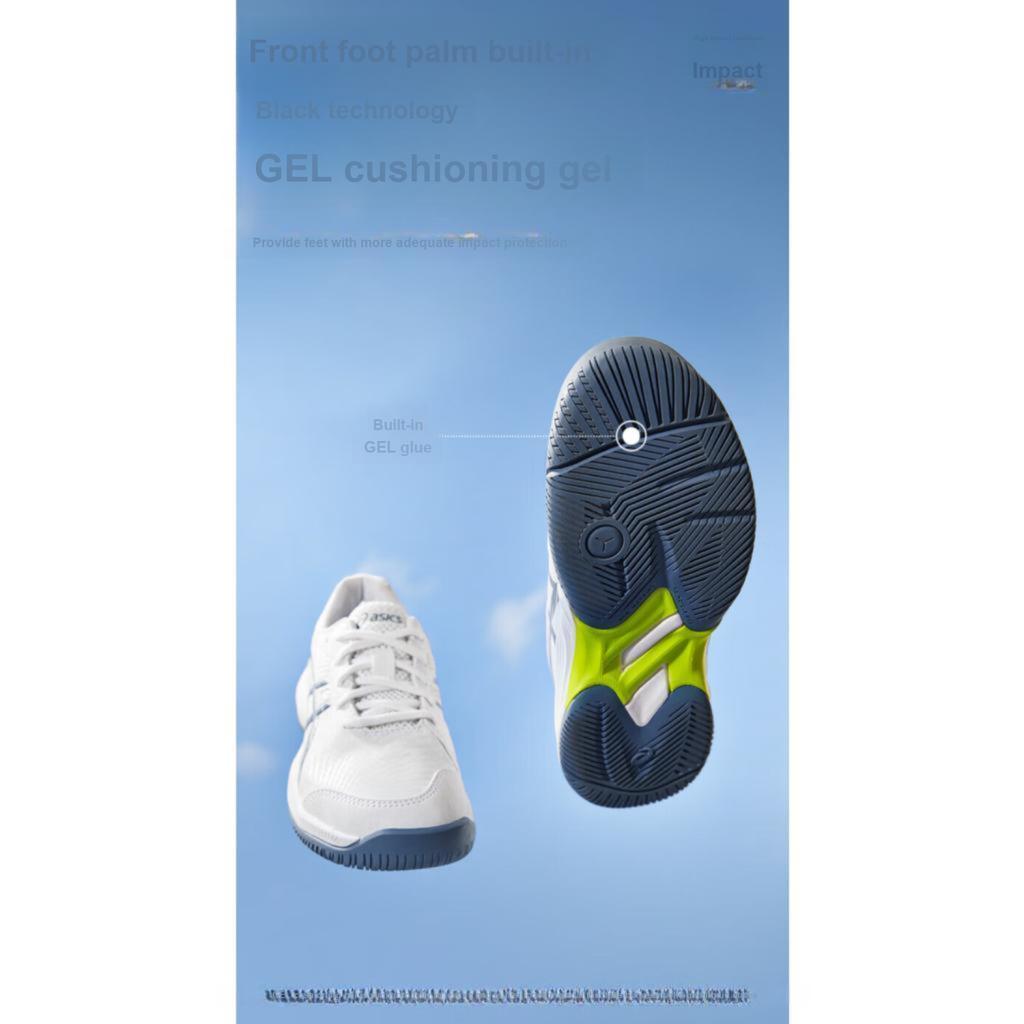 New Asics Gel Game 9 Slip Resistant, Abrasion Resistant, Breathable Low Top Kids' Training Shoes White Blue Teenagers 1044A052-101