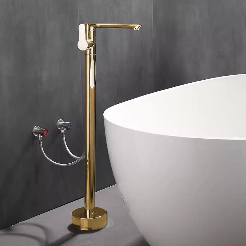 Floor Standing Polished Gold Bathroom Bathtub Faucet + Handheld Shower Free Standing Antique Bronze Luxury BathTub Mixer Taps