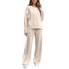 Women's Fashion Casual Long-Sleeve Solid Color Blocked Hoodie And Wide-Leg Pants Two-Piece Set