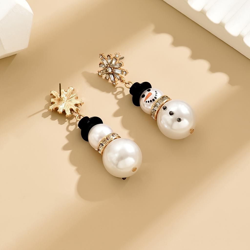 Stylish Christmas Snowflake Earrings with Tassels and Colorful Print Snowman Design, for Teenager