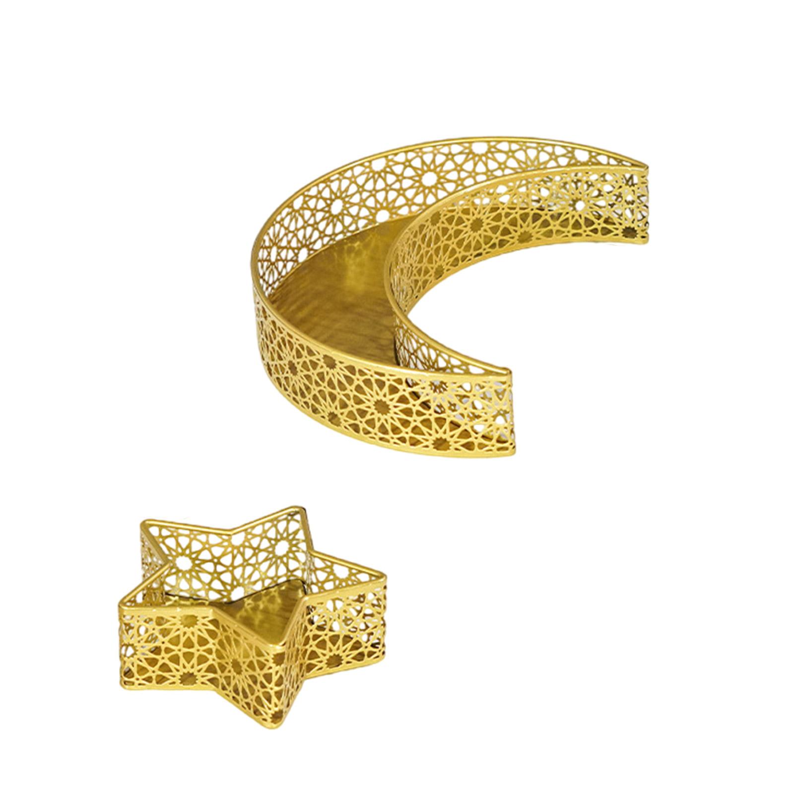 

Набір з 2 елегантних залізних підставок для фруктів з місяцем і замком, ідеальних для святкування Рамадану D