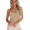 Dame Sommer Slim Camisole Vest Ribbete strikkede seler U-hals Innvendig Slank Bunnskjorte Allsidig Kort indre Tank Top Ensfarget