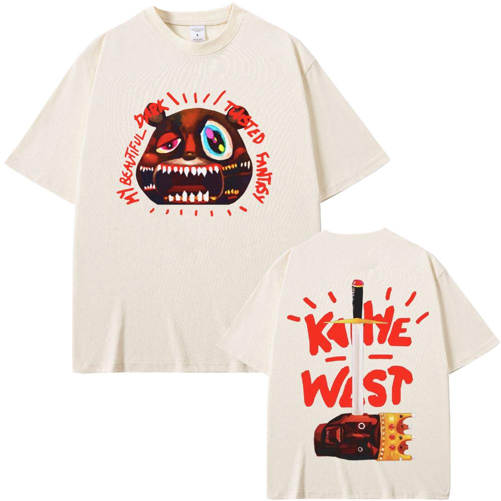 Rapper Kanye West Graduation Bear Double Sided Print T Shirt Men Women Fashion Hip Hop Oversized T-shirt Men's Cotton T-shirts