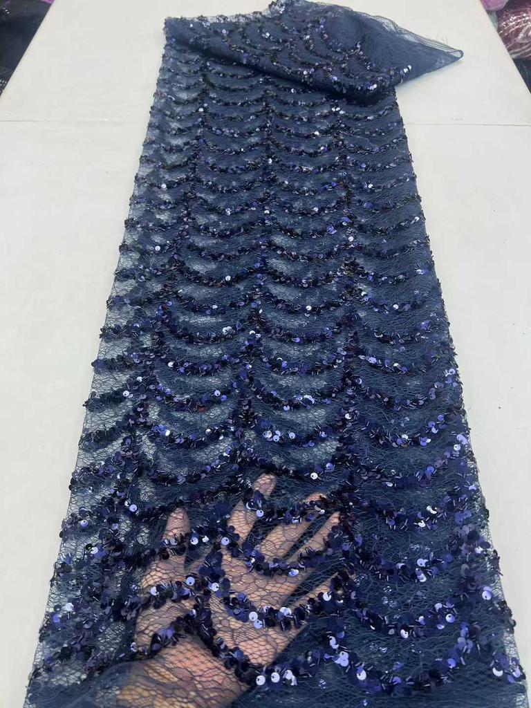 African Lace Fabric 2026 High Quality Lace with Sequins Mesh French Tull Lace Fabric for Wedding Nigerian Lace Fabrics Material