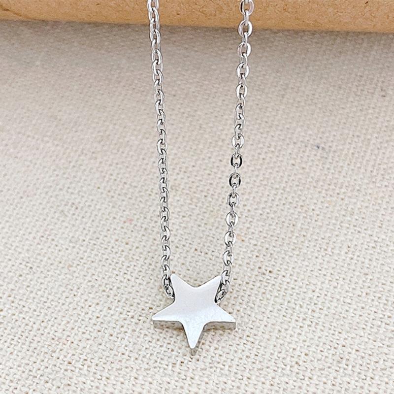 Fashion Chain Necklace Stylish Star Pendant Necklace Titanium Steel Material Star Neck Jewelry for Wedding Party Daily