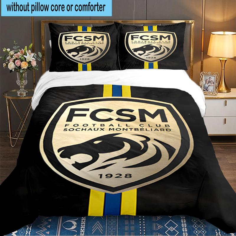 3PCS Fcsm Football Club Emblem Bedding set,Ideal for1pc Duvet Cover And 2pcs Pillowcases Perfect for Christmas gift,Ideal for Bedroom, Dormitory