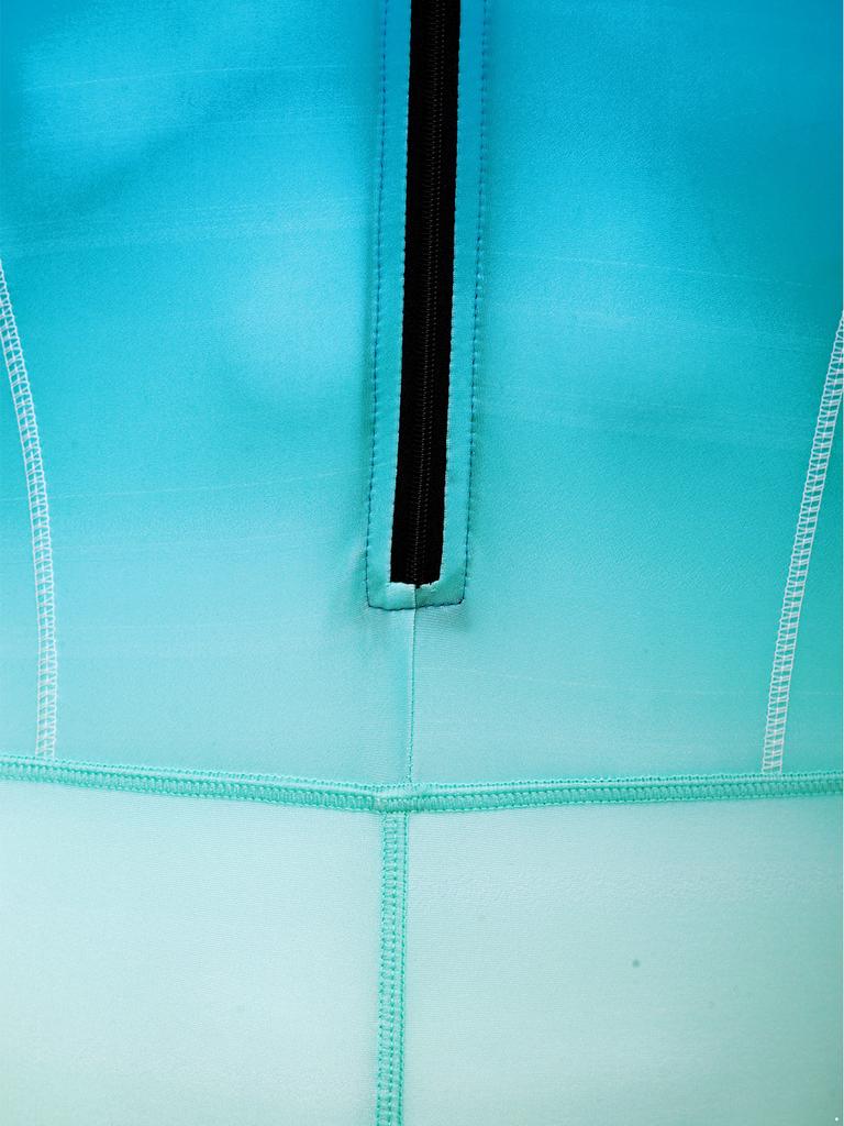 Costume da bagno intero da uomo a colori sfumati S-3XL Manica corta Zip frontale Pantaloncini a pantaloncino Tuta Rash Guard per Surf Nuoto Subacquea