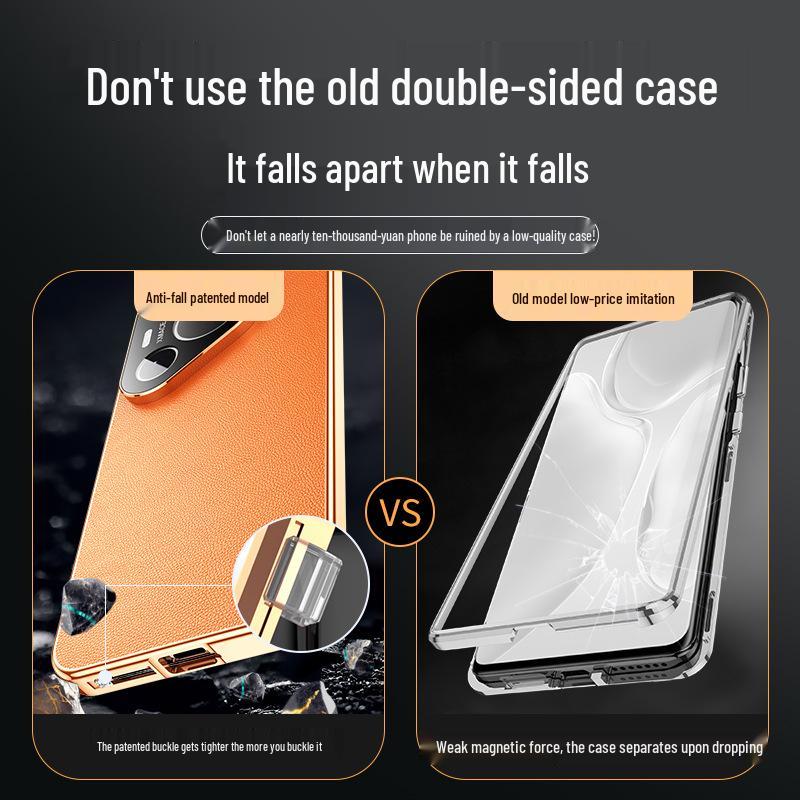 Huawei P70 Pro+ Case: Curved Screen Leather, Double-Sided, Full Lens Coverage, Magnetic Buckle, Dustproof, Drop-Proof