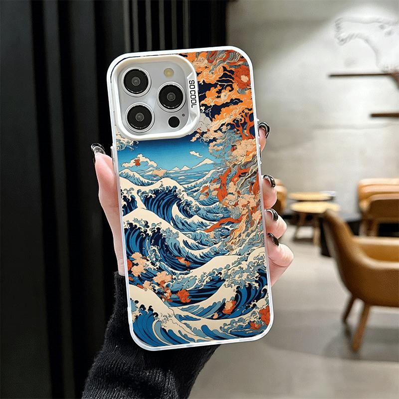 Japanese Wave Kanagawa Surfing Soft Phone Case for iPhone 15 16 17 Pro Max 17Air 16E 14 Plus 13 12 Mini Shockproof Cover Back Sh