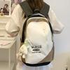Embroidered Stylish Letter Backpack With Spliced Design For Campus And Travel