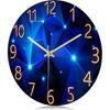 Lafocuse 12 Inch Silent Non-Ticking Glass Blue Wall Clock for Living Room Decor, Modern Kitchen Wall Clock Battery Operated Bedroom Home Office