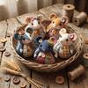 Patchwork DIY Collection Handmade Mouse Doll Set of 5 Fabric Craft Kit for Sewing and Home Decoration Projects
