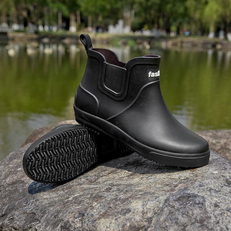 

Модные мужские резиновые сапоги Chelsea с короткими носками, универсальные водные сапоги с мягкой подошвой, удобные, нескользящие, резиновые туфли для кухни, мужские 44 чёрный