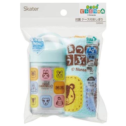 Skater Antibacterial Hand Towel Set with Case, Animal Crossing: New Horizons Design, Made In Japan, 32 X 30.5 Cm (OA5AG-A)