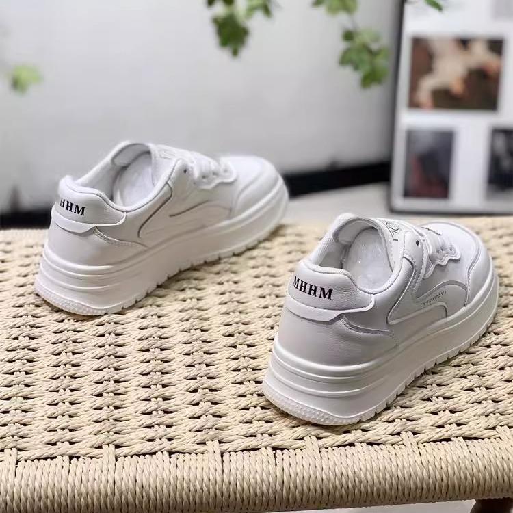 Platform women's spring new versatile casual sports shoes round head lace-up heightening board shoes