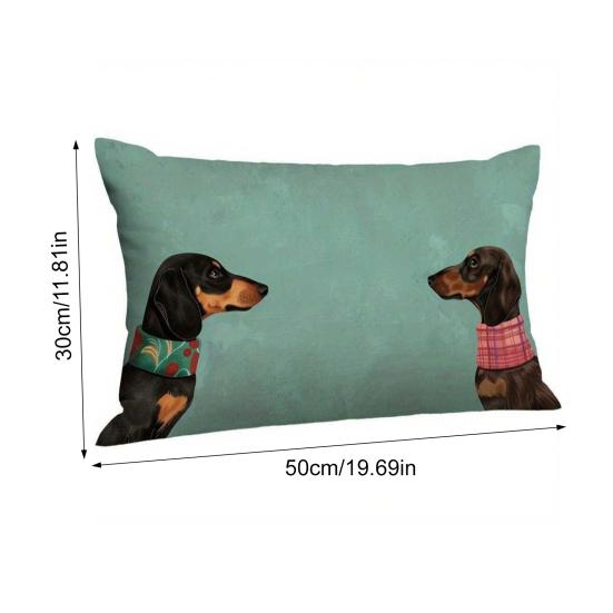 Plush Dachshund Pillow Cover Cartoon Dog Throw Pillow Case Home Living Room Bedroom Sofa Bed Decorative Rectangle Cushion Cover