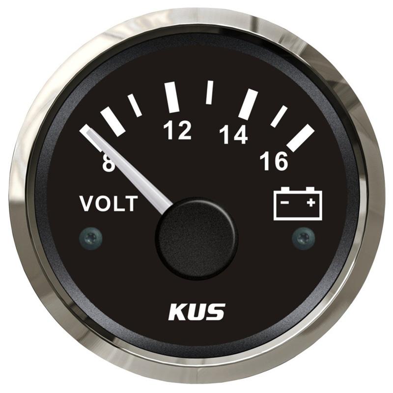 KUS Car Truck Boat 52mm 8-16V Display Voltmeters Pointer Voltage Gauges Marine 18-32V Volt Meters with Yellow or Red Backlight