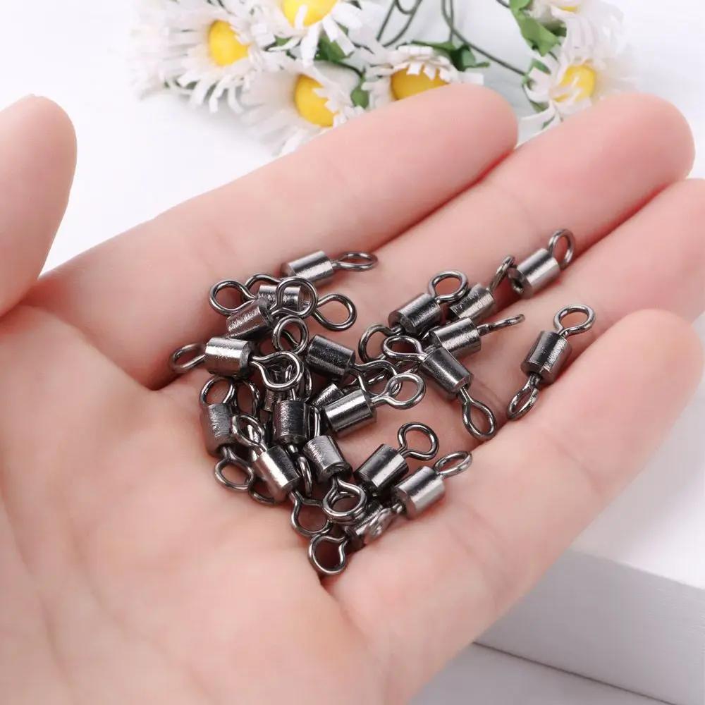 100pcs/lot New Fishing Tackle Accessories Durable Fishing Connector Fishing Rolling Swivel Connector Rolling Swivels Solid Ring